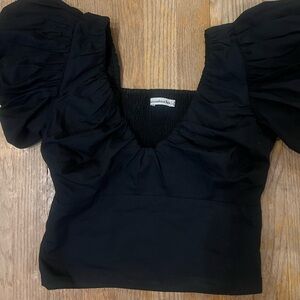 Abercrombie Women's Drama Puff Sleeve Poplin Top